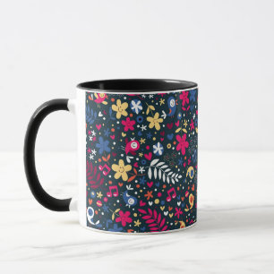 niedliches Vogel- und Blumenmuster Tasse