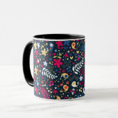 niedliches Vogel- und Blumenmuster Tasse (Vorderseite Links)