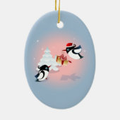 Niedliches Vogel-Weihnachtsgeschenk Keramikornament (Hinten)