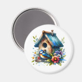 Niedliches Vogelhaus und Vogel Magnet (Vorderseite/Rückseite)