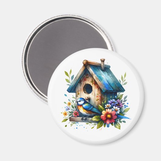 Niedliches Vogelhaus und Vogel Magnet (Vorderseite/Rückseite)