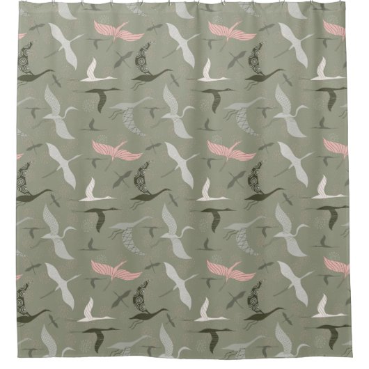 Niedliches Vogelmuster Duschvorhang (Vorderseite)
