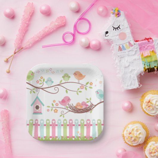 Niedliches Vogelnest Pappteller (Party)