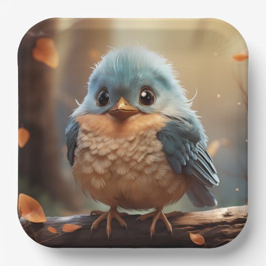 Niedliches Vogelpapier Pappteller (Vorderseite)