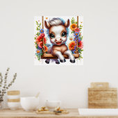 Niedliches Vogelpferd-Kinderzimmer Poster (Küche)