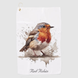 Niedliches Vogelrottrobin in Aquarellfarbe, anpass Golfhandtuch