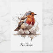Niedliches Vogelrottrobin in Aquarellfarbe, anpass Lebensmitteletikett (Einzelnes Label)