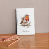 Niedliches Vogelrottrobin in Aquarellfarben indivi Notizblock