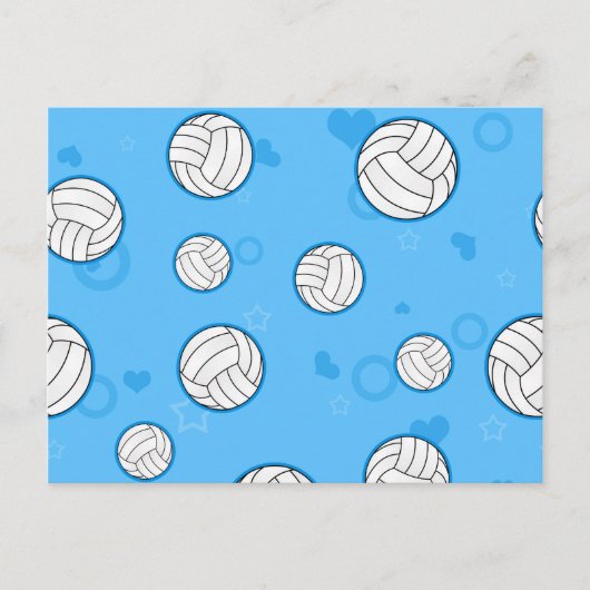 Niedliches Volleyballmuster Blau Postkarte (Vorderseite)