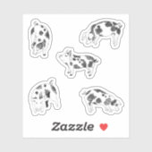 Niedliches, von der Hand gezogenes Schwein mit Kuh Aufkleber (Blatt)