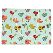 Niedliches, von Hand Gezeichnet Vogelmuster Große Geschenktüte (Rückseite)