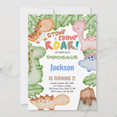 Niedliches vorhistorisches Party Thema für Mädchen Einladung (Vorderseite)