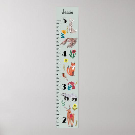 Niedliches Wachstum von Waldtieren Personalisiert Poster (Vorne)