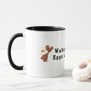 Niedliches Wakey, Wakey, Eier und Kaffee-Tasse Tasse