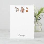 Niedliches Wald | Babydusche Dankeschön Karte (Stehend Vorderseite)