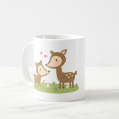Niedliches Wald Hirsche Mutter und Kind für Kinder Kaffeetasse (Vorderseite Links)