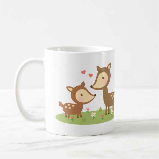 Niedliches Wald Hirsche Mutter und Kind für Kinder Kaffeetasse (Links)