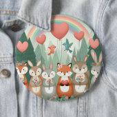 Niedliches Wald-Kreatur-Regenbogenvalentin Button (Beispiel)