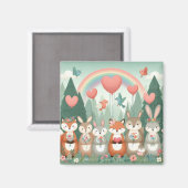 Niedliches Wald-Kreatur-Regenbogenvalentin Magnet (Vorderseite/Rückseite)