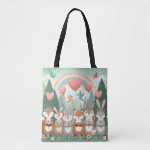 Niedliches Wald-Kreatur-Regenbogenvalentin Tasche