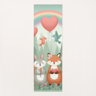 Niedliches Wald-Kreatur-Regenbogenvalentin Yogamatte