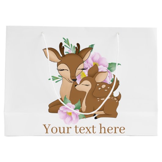 Niedliches Wald Mommy Girl Hirsche Party Große Geschenktüte (Rückseite)