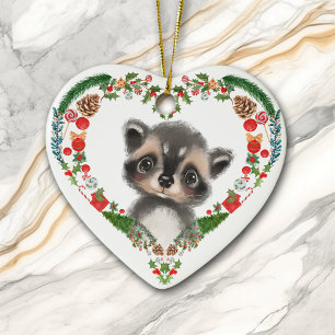 Niedliches Wald Raccoon Herzlich willkommen im Cri Keramik Ornament