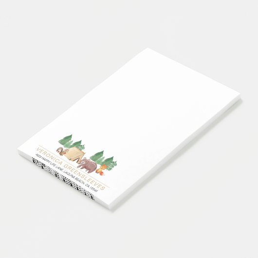 Niedliches Wald Waldtier Post-it Klebezettel (angewinkelt)