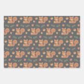Niedliches Waldeichhörnchen Acorn Herbstleaves Mus Geschenkpapier Set (Vorderseite)