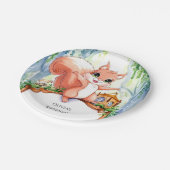 Niedliches Waldeichhörnchen Geburtstag Pappteller (Schrägansicht)