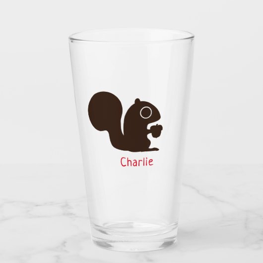 Niedliches Waldeichhörnchen mit Personalisierter N Glas (Vorderseite)