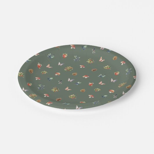 Niedliches Walderlebnis Muster Kinderdusche Pappteller (Schrägansicht)