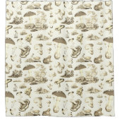 Niedliches Waldgebiet Beige Pilz Duschvorhang (Vorderseite)