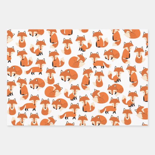 Niedliches Waldgebiet Herbstwald Fox Muster Geschenkpapier Set (Vorderseite 3)