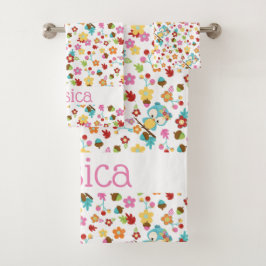 Niedliches Waldhühnchen Blütenbaby Mädchen Persona Badhandtuch Set