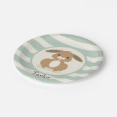 Niedliches Waldland Bunny Rabbit auf Light Sage Gr Pappteller (Schrägansicht)