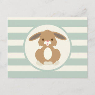 Niedliches Waldland Bunny Rabbit auf Light Sage Gr Postkarte