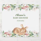 Niedliches Waldland Hirsche Blumengrün Kinderdusch Bierflaschenetikett (Einzelnes Label)