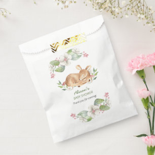 Niedliches Waldland Hirsche Blumengrün Kinderdusch Geschenktütchen
