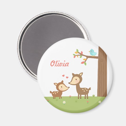 Niedliches Waldland Hirsche Muttermund und Kindern Magnet (Vorderseite/Rückseite)