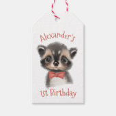 Niedliches Waldland Raccoon 1. Geburtstag Geschenkanhänger (Vorderseite)