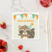 Niedliches Waldland Raccoon Geburtstagsparty Serviette (Beispiel)