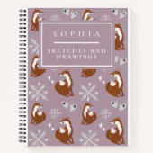 Niedliches Waldland Winterfox-Muster Rosa Notizblock (Vorderseite)