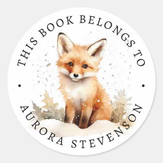 Niedliches Waldlandfuchs-Bibliothekslabel Runder Aufkleber (Vorderseite)