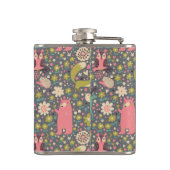 Niedliches Waldtier-Muster Flachmann (Rückseite)