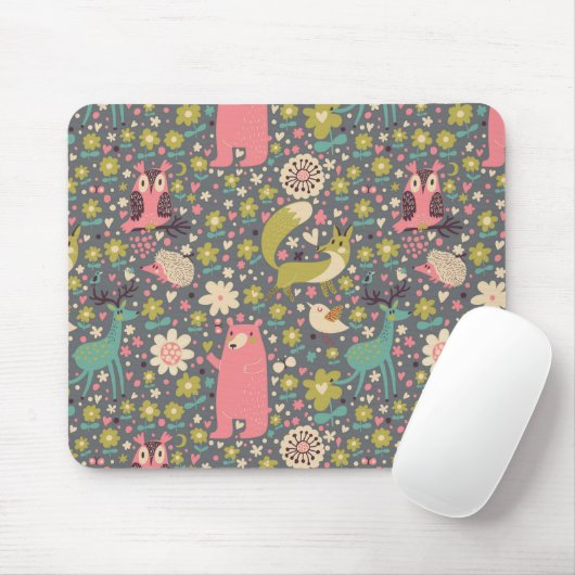 Niedliches Waldtier-Muster Mousepad (Mit Mouse)