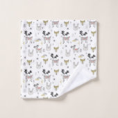 Niedliches Waldtiergekritzel-Muster Badhandtuch Set (Waschlappen)