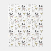 Niedliches Waldtiergekritzel-Muster Fleecedecke (Vorderseite)