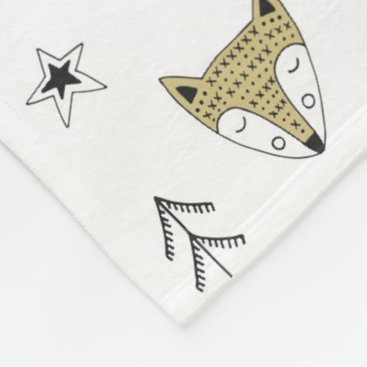 Niedliches Waldtiergekritzel-Muster Fleecedecke (Ecke)