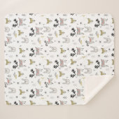 Niedliches Waldtiergekritzel-Muster Sherpadecke (Vorderseite (Horizontal))